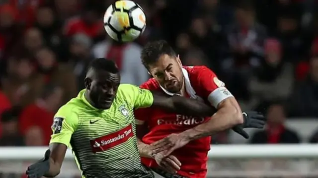 Joel Tagueu (left) made 10 appearances in all competitions for Maritimo last season