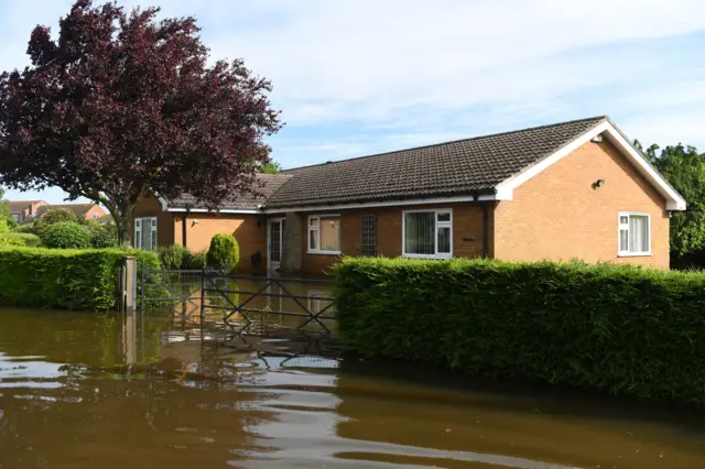 A flooded house in Wainfleet