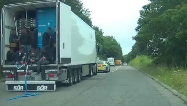 Lorry with migrants