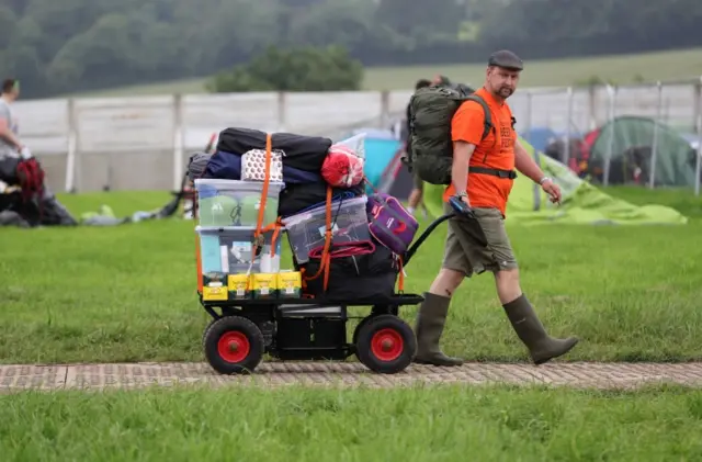 Man wheels in tent