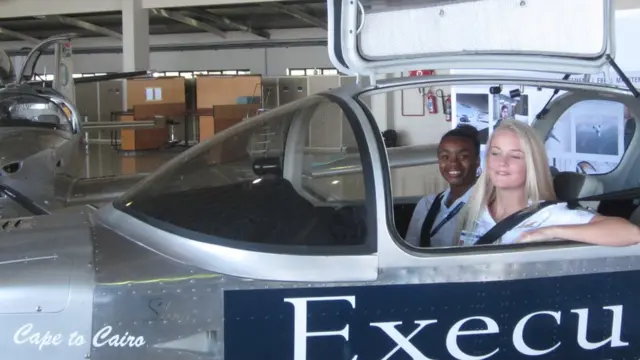 Megan Werner (R) is one of the pilots and Agnes Keamogetswe Seemela (L) is part of the support team