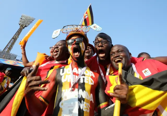 Uganda fans inside the stadium before the match