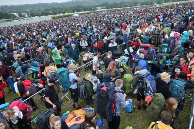 Glastonbury queues