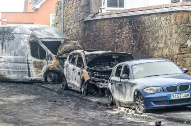 Burnt out cars