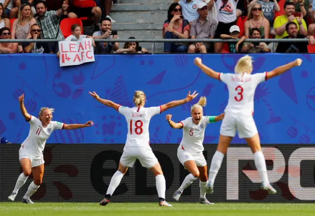 England players celebrate