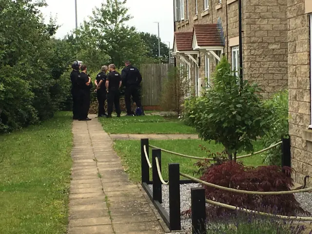 Police at a property on Mansfield Lane, in Calverton, Nottinghamshire