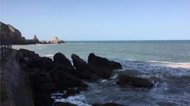 The men were spotted in the sea near Babbacombe, south Devon