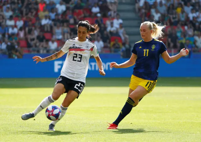 Sara Doorsoun on the ball for Germany