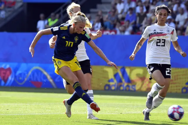 Sweden's Sofia Jakobsson fires them back on level terms