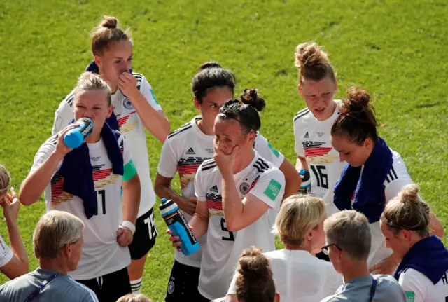 Germany players take on water