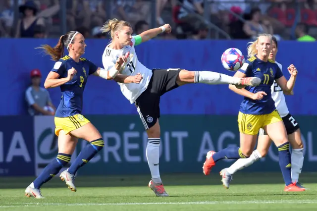 Alexandra Popp played a more defensive role for Germany in the first half