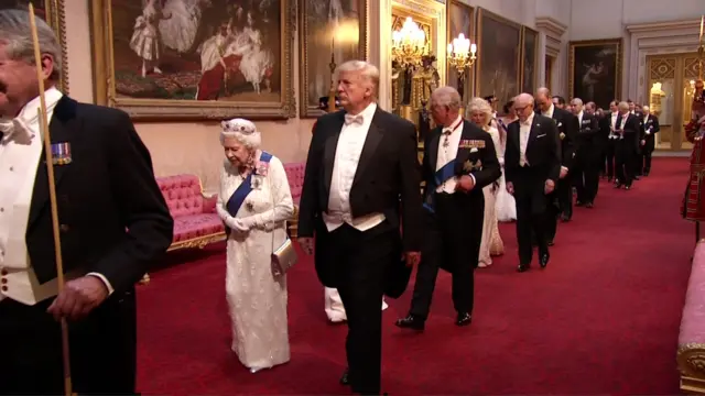 Trump arrives at state banquet with Queen