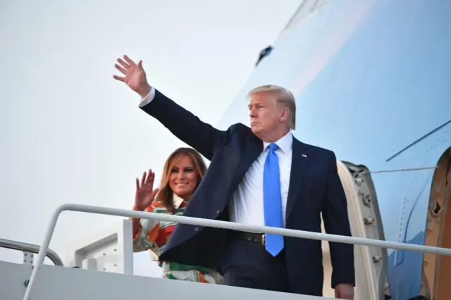 Melania and Donald Trump board Air Force One