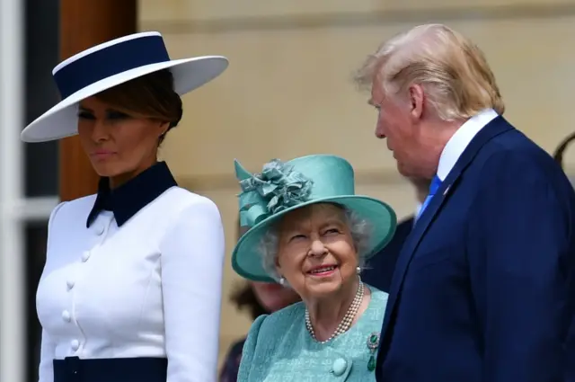 The Queen with Trump and First Lady