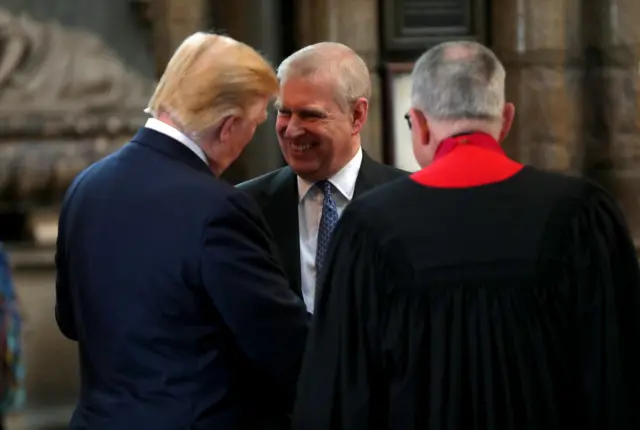 Donald Trump shakes hands with the Duke of York