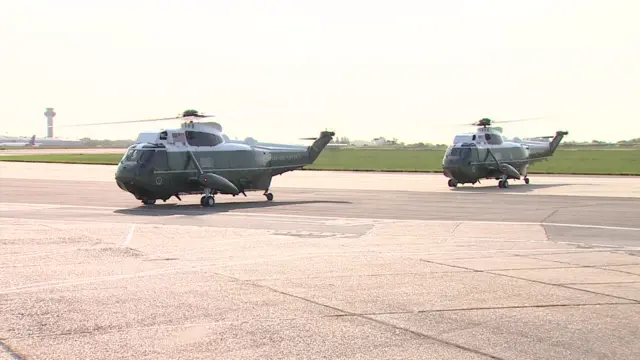 US Marine Corps helicopters at Stansted