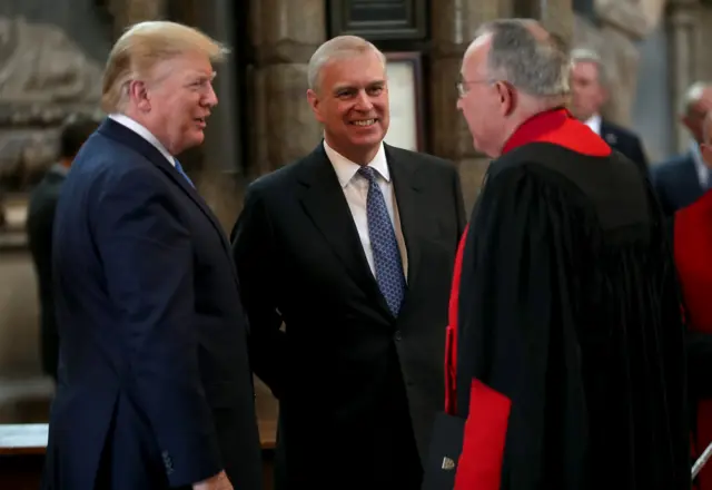 Donald Trump at Westminster Abbey with the Duke of York