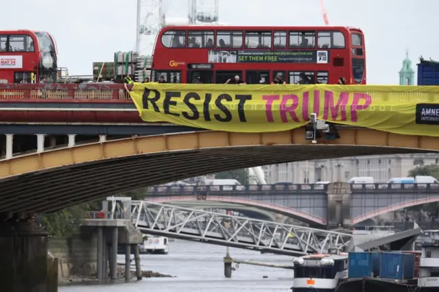 Banners on Vauxhall Bridge