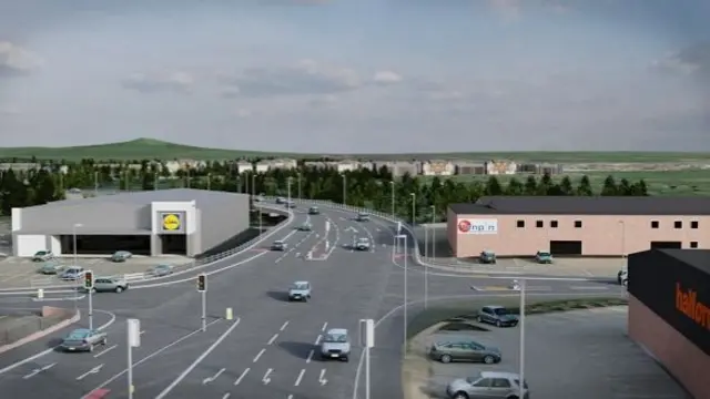 Artist's impression of the A34 Foregate Street junction looking into Madford Retail Park