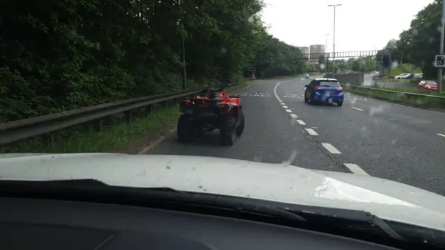 A quad bike stopped by police