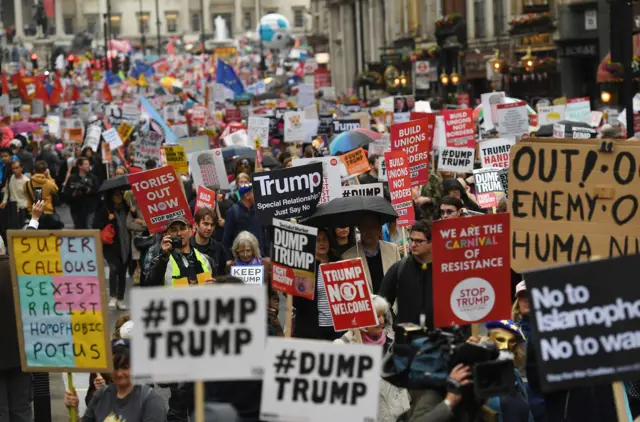 Protesters on Whitehall