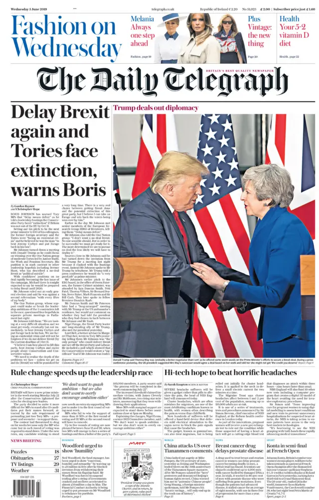 Daily Telegraph front page