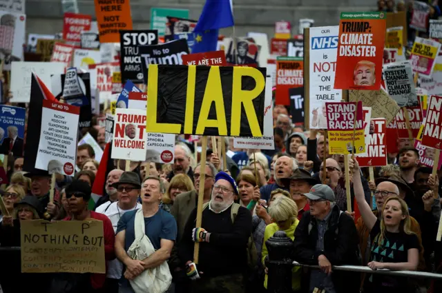 Protesters in Trafalgar Square