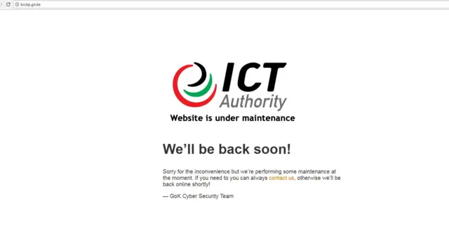 Screen grab of a hacked Kenyan government website