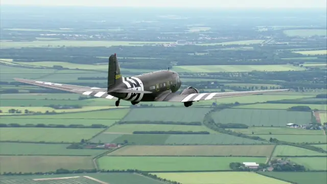 Dakota in the air over England