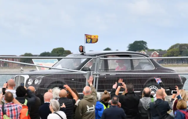 The Queen arrives in Portsmouth