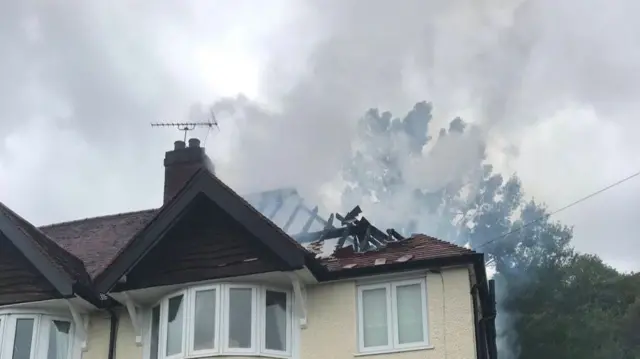 Smoke from house