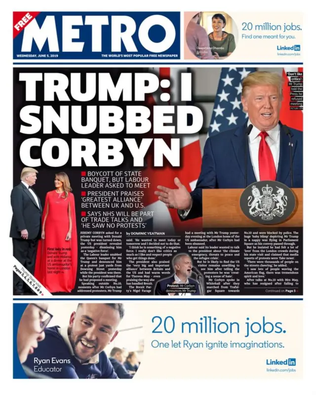 Metro front page