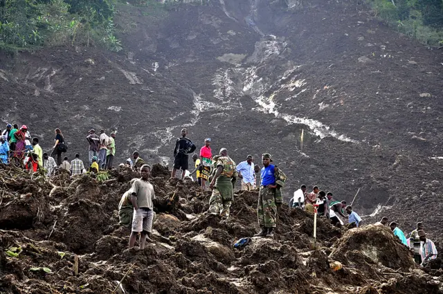 Aftermath of landslide in Uganda, 2010