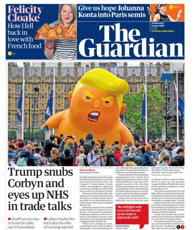 The Guardian front page