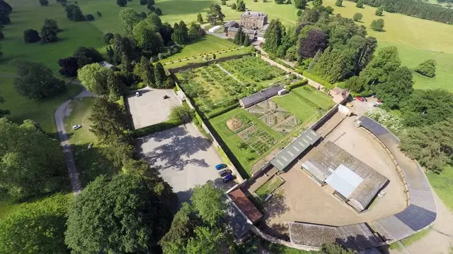 Aerial view of walled garden