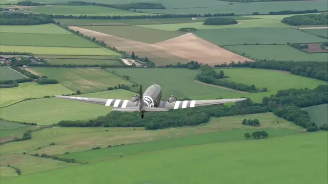 Dakota in the air over England