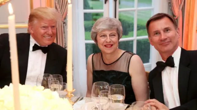 Donald Trump with Theresa May and Foreign Secretary Jeremy Hunt