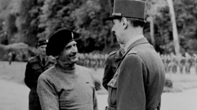French General De Gaulle (R) meets field Marshal Bernard Montgomery