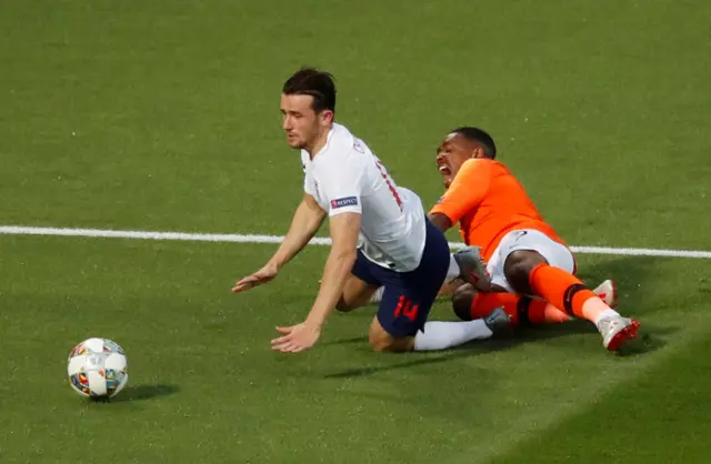 Ben Chilwell challenges Steven Bergwijn