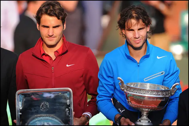 Federer and Nadal at the 2011 French Open