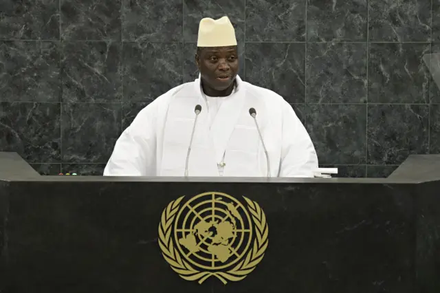 Yahya Jammeh speaking at a conference in 2013