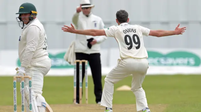 Mark Cosgrove was LBW at Liverpool to fellow thirty-something Graham Onions
