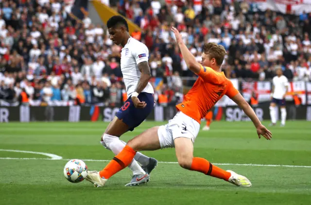 Marcus Rashford is fouled