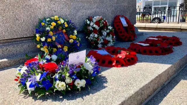 Wreaths laid at Jersey's Cenotaph.