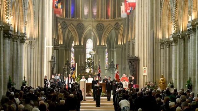 Inside Bayeux Cathedral during a special D-day service