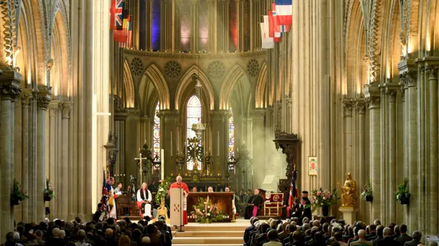 Bishop Jean-Claude Boulanger leads the service