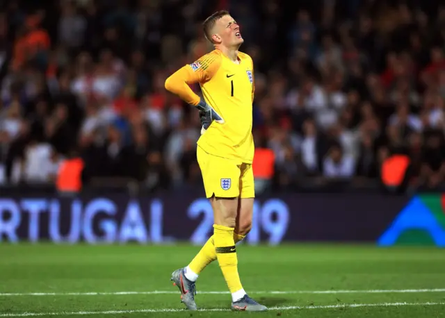Jordan Pickford reacts