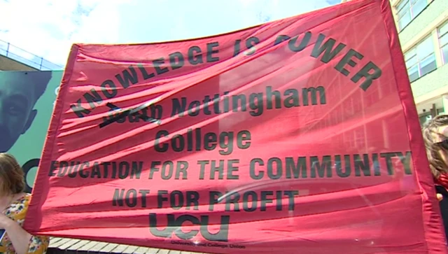 Nottingham College protest banner