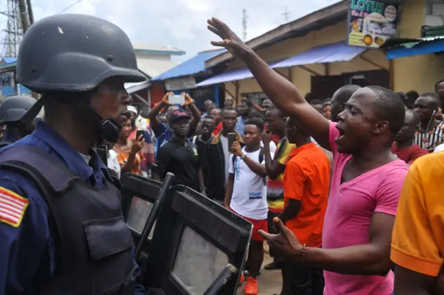 Liberians protesting