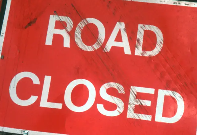 Road closed sign